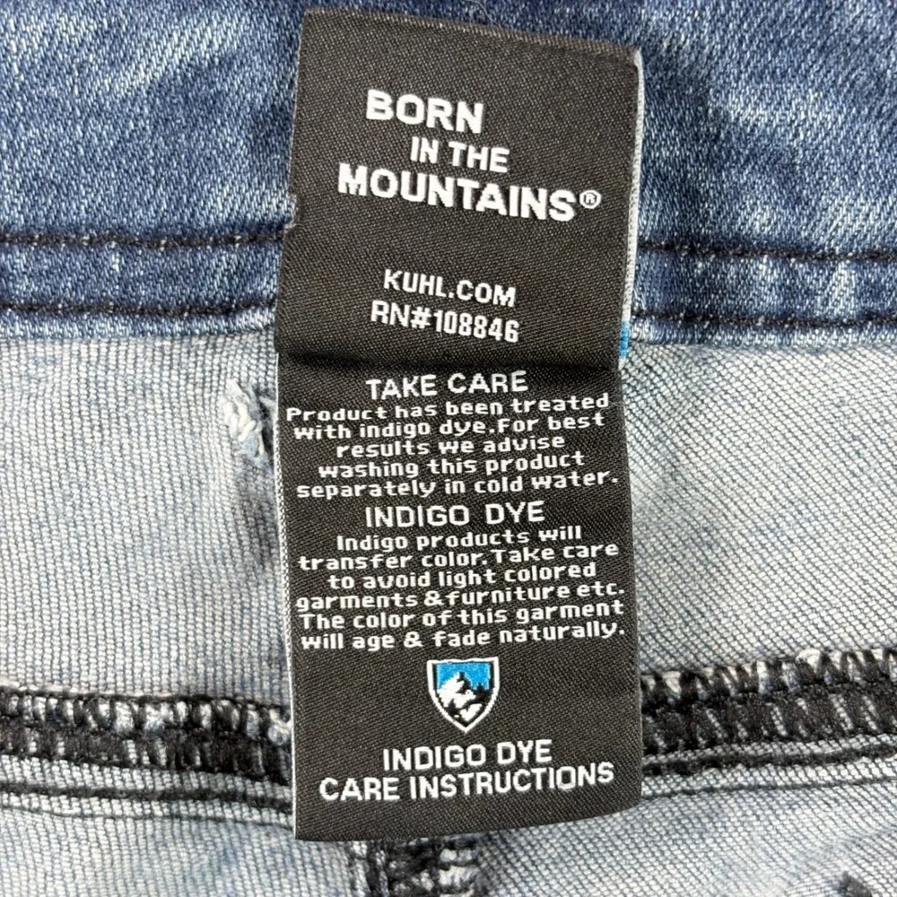 KUHL Kanvus Jean Mens 34x32 Hiking Outdoor Light Indigo Blue Straight Leg Denim